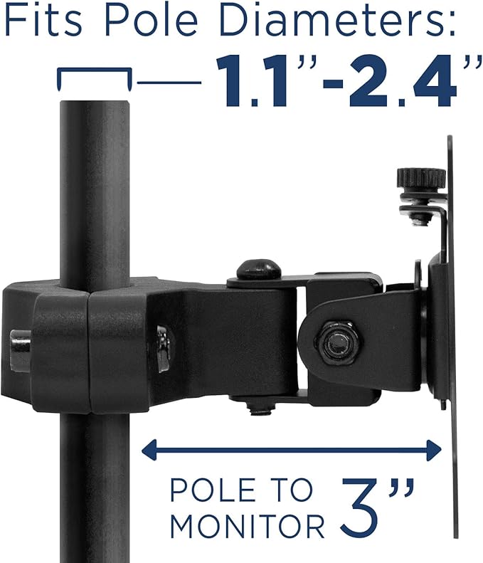 Mount-It! Universal VESA Pole Mount | Full Motion TV Pole Bracket | VESA 75 100 | Fits TVs or Monitors Up to 32 Inches