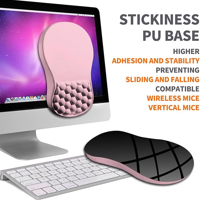 Ergonomic Joint Wrist Support Mouse Pad with Memory Foam Cushion Massage Bump, Carpal Tunnel Mousepad Slope Design for Wrist Rest, 11.8x7.9 in, Thistle