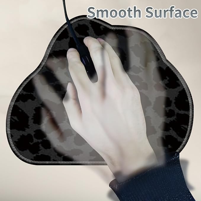 Cute Mouse Pad Plus 1 Coaster, Small Gaming Mouse Mat 11.8 x 9.45 inches, Travel Mouse Pads with Durable Stitched Edges Non-Slip Base, Black Leopards Decor Mousepad for Office Home