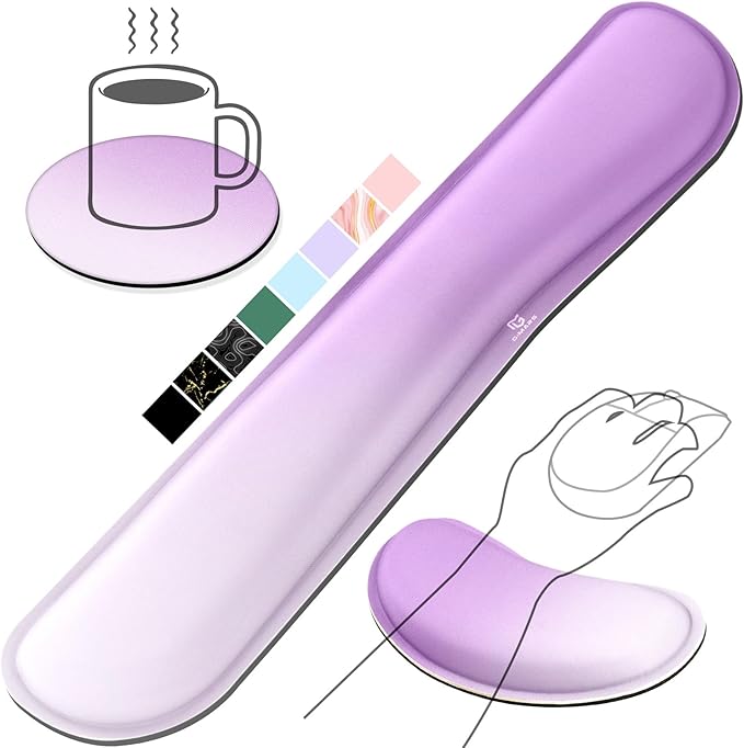 Gimars Upgrade Enlarge Silky Gel Memory Foam Keyboard Wrist Rest, Wrist Rest for Computer Keyboard, Ergonomic Mouse pad Rests for Typing, Wrist Support for Office, Gaming, Purple Gradient