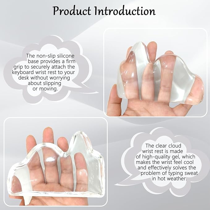 Gel Keyboard and Mouse Wrist Rest Set Abstract Clear Keyboard Wrist Rest Transparent Ergonomic Cute Minimalist Mountain Silicone Non-Slip Mouse Wrist Pad Support for Computer Gaming Home Office