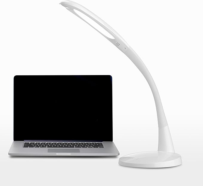 ViSee Super High Brightness LED Desk Lamp with 5-Level Brightness Touch Control, Folding Goose Neck, and Two USB Charging Ports
