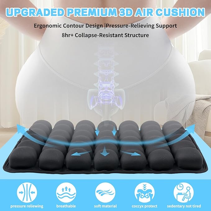 Sondor Travel Seat Cushion-Airplane seat Cushion for Long Flights, Inflatble Cushion for Office，Chairs,Car and Wheelchair.Portable and Ergonomically Designed Cushion.