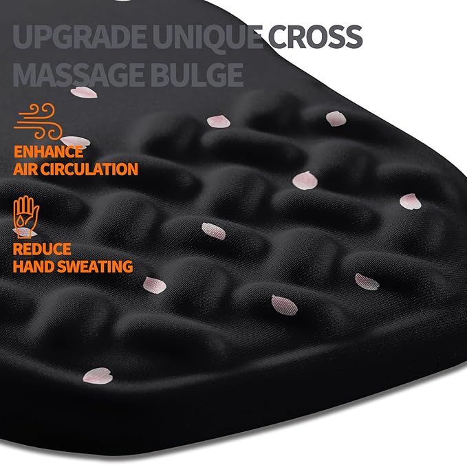 Ergonomic Slope Mouse Pad Wrist Support, Wrist Rest Mousepad for Carpal Tunnel with Massage Bulge and Slow Rebound Memory Foam (12x8 inch, Pink Blossom)