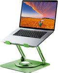 Laptop Stand for Desk, Adjustable Computer Stand with 360° Rotating Base, Ergonomic Laptop Riser for Collaborative Work, Foldable & Portable Laptop Stand, fits for All 10-16" Laptops (Green)