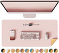 YSAGi Double-Sided Desk Pad, Leather Desk Mat, Eco Cork Desk Pad Protector, Large Mouse Pad for Desk, Waterproof Desk Blotter Pad, Desk Writing Pad for Office Work/Home(23.6"x13.7",Pink+Cork)