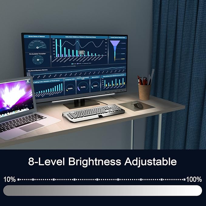 Under Monitor Light Bar, RGB Screenbar Light Desk Lamp Computer, Dimmable LED with Dynamic Rainbow Effect, Gaming USB Powered, Remote Control Color Changing, Adjustable Brightness and Speed