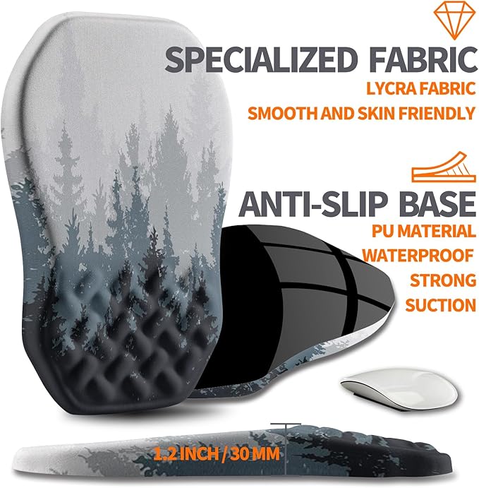 Ergonomic Slope Mouse Pad Wrist Support, Wrist Rest Mousepad for Carpal Tunnel with Massage Bulge and Slow Rebound Memory Foam (12x8 inch, Forest)
