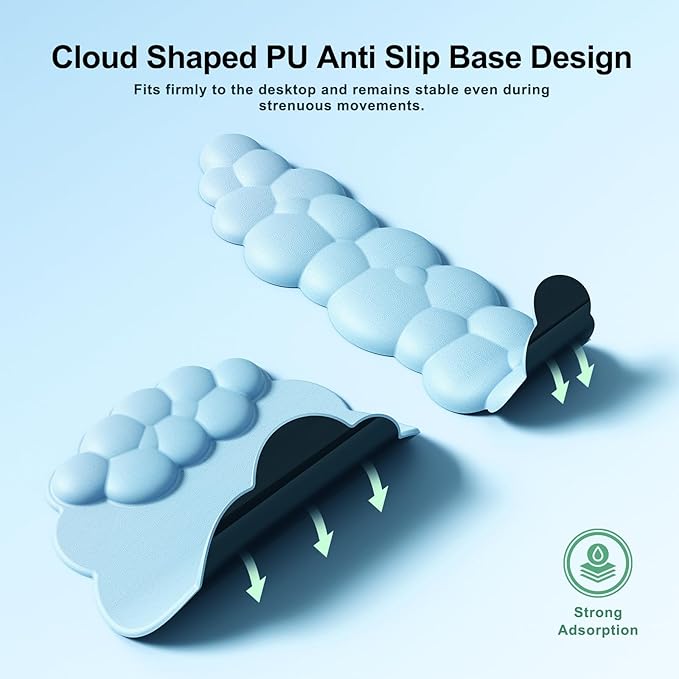 Cloud Mouse Pad with Wrist Rest, Cloud Keyboard Wrist Rest, Mouse Pad Wrist Support, Ergonomic Cloud Keyboard Mouse Wrist Support (Blue)