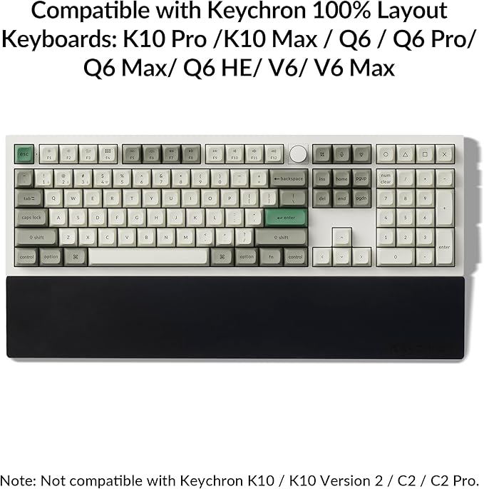 Silicone Wrist Rest for Keychron K10 Pro / K10 Max/ K10 HE / Q6 / Q6 Pro / Q6 Max / Q6 HE / V6 / V6 Max, 17.6" Non-Slip Palm Rest, 100% Full-Sized Mechanical Keyboards Support with Typing