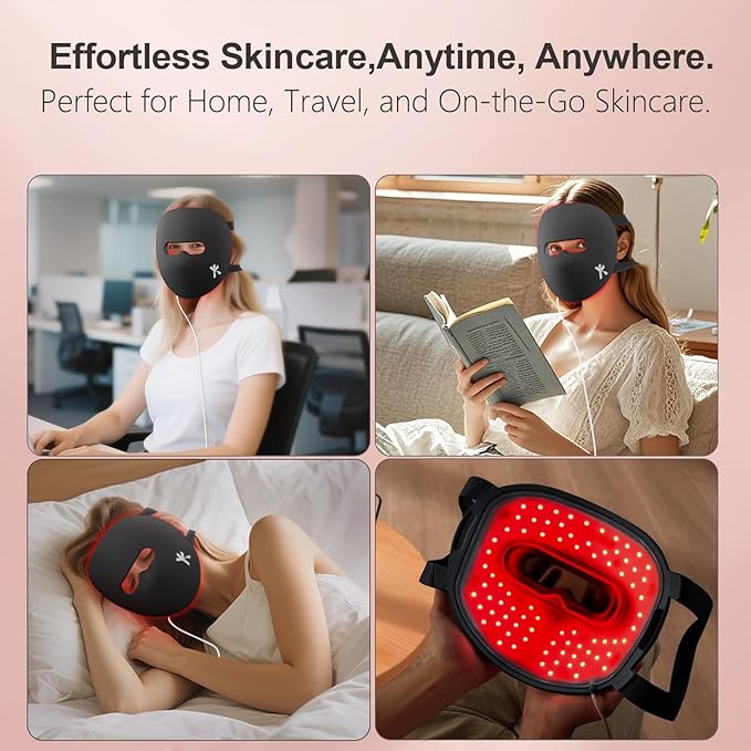 Red Light Therapy Mask for Face, LED Face Mask, Infrared & Red Light Therapy for Face, Portable Redlight Facial Device