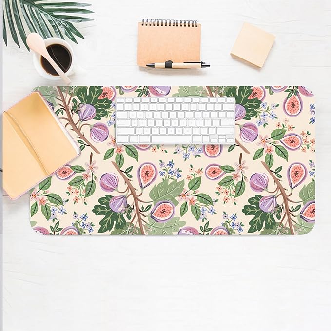 Desk Mat Large Protector Pad 27.5" ×13.8", Non-Slip PU Leather Desk Blotter, Waterproof Mouse Pad for Office Home Figs