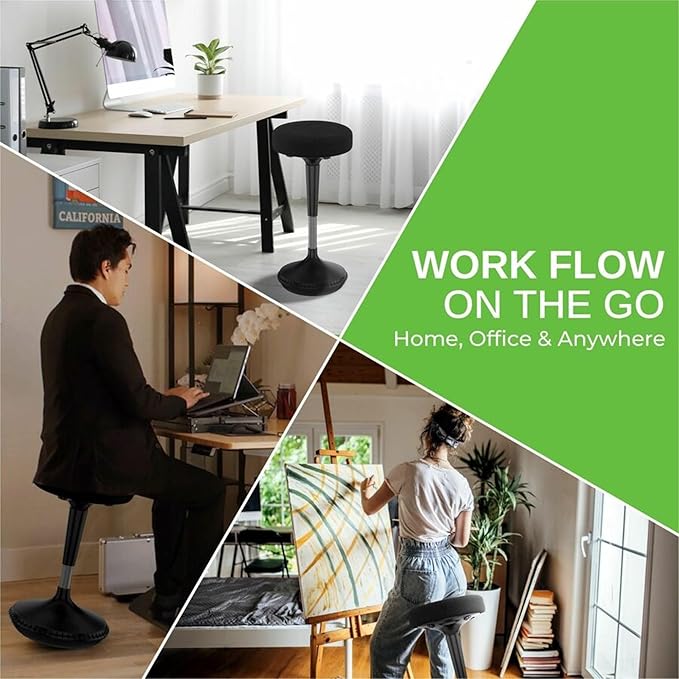 Wobble Stool Standing Desk, Flexible Seating Adjustable Office Ergonomic Seating, Wobble Stools for Alternative Classroom Seating, Active ADHD Chair, Wiggle Chairs