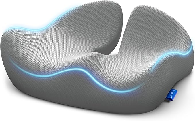 ZIKEE Pioneering Seat Cushion for Pressure Relief, Ergonomic Office Chair Cushion for Coccyx, Back & Lumbar Support, High-Density Memory Foam Car Seat Cushion with Anti-Slip Base