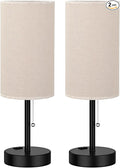 Fenmzee Plus Beige Bedside Table Lamps Set of 2-3 Color Temperatures Pull Chain Lamp with AC Outlet Charging Port, Two Round Night Stand Lamps for Bedroom Guest Room Office, Bed Side Light