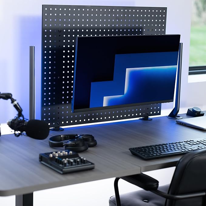 VIVO Articulating Single Monitor Pegboard Mount with Arm, Fits Screens up to 32 inches and Peg Boards up to 0.25 inches Thick with 1 inch Hole Spacing, Black, MOUNT-PB2A (Pack of 3)