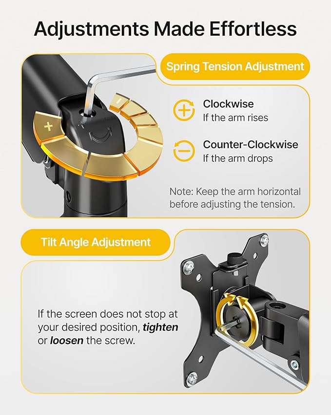 monTEK Single Monitor Arm with USB Fully Adjustable Monitor Mount Fits 17-32 inch Screens Desk Monitor Stand up to 19.8lbs with Clamp/Grommet, Cable Management, Quick Release Plate, VESA 75/100mm