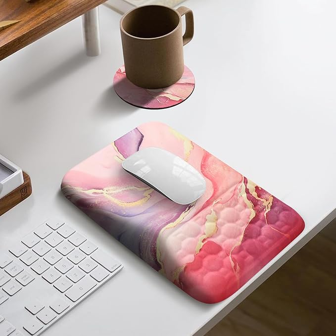 Ospelelf Pink Mouse Pad with Wrist Support Large Ergonomic Office Comfy Mousepad Wrist Rest