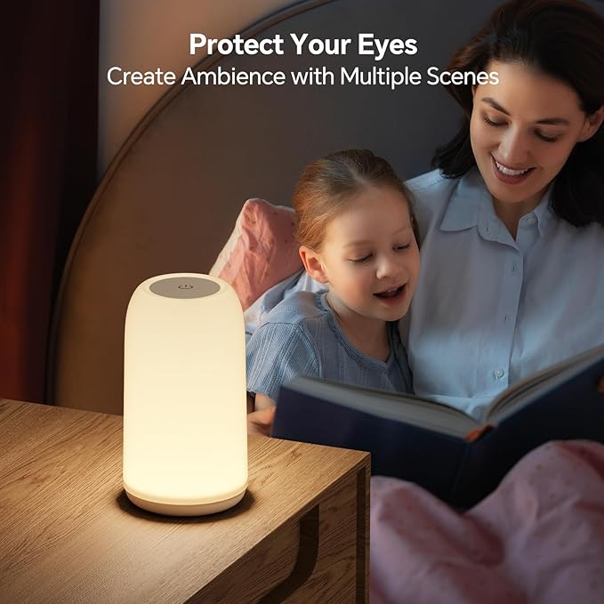 Cordless Table Lamps Rechargeable, Touch Lamp for Bedroom [Sleek Design & RGB Mode] 4-Level Brightness Small Bedside Lamp, LED Lamp Multi-Color Smart Nightstand Light for Living Room Home Gifts