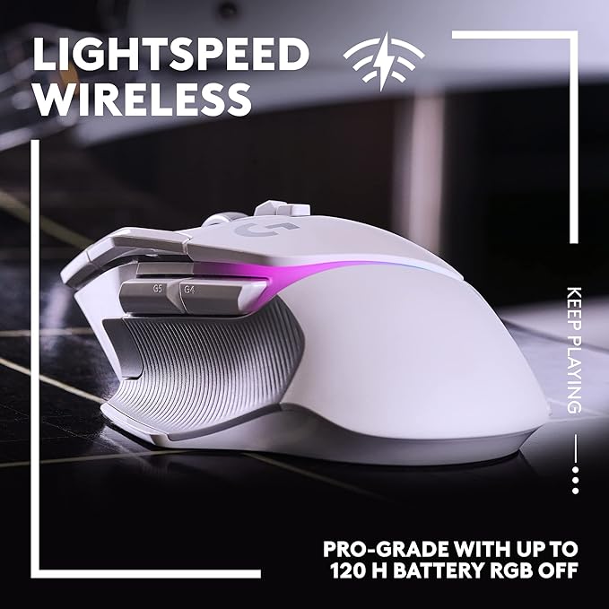 Logitech G502 X Plus Wireless Gaming Mouse: Optical Switches, LIGHTSYNC RGB, 13 Buttons, Infinite Scroll Toggle, <130 hr Battery Life, USB-C, PowerPlay Wireless Charging Capable, for PC/MacOS - White