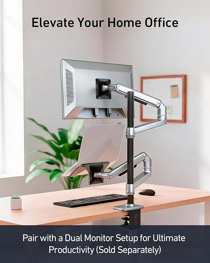 VESA Laptop Tray for Monitor Mount, Holds Laptops up to 17.3 Inches and 28.6 lbs, Fits 100x100mm VESA, Notebook Tray Office Desk Accessories, Silver