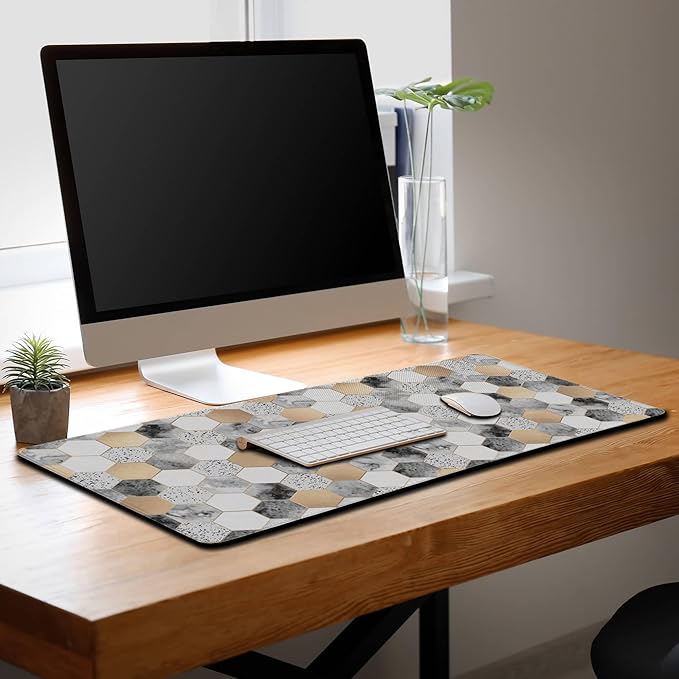 XXL Mouse Pad Desk Mat Large Gaming Mouse Pads Computer Mats 900X400 Mousepad Non-Slip Rubber Base Waterproof with Stitched Edges 35.4" X 15.7" for Game Office, Geometric Abstract