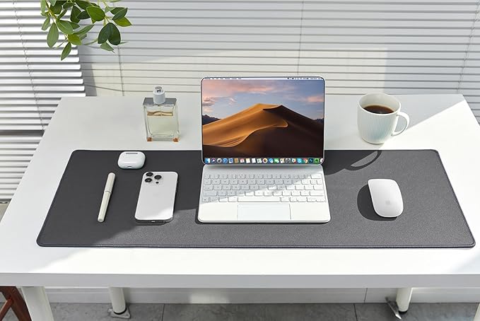 ALOANES Waterproof Mouse Pad with Durable Stitched Edge, XL Gaming Keyboard Pad, Non-Slip Rubber Base Mouse Mat, Desk pad for Gamer, Office & Home, Dark Gray Mousepad 31.5"x 11.8"x 0.12"