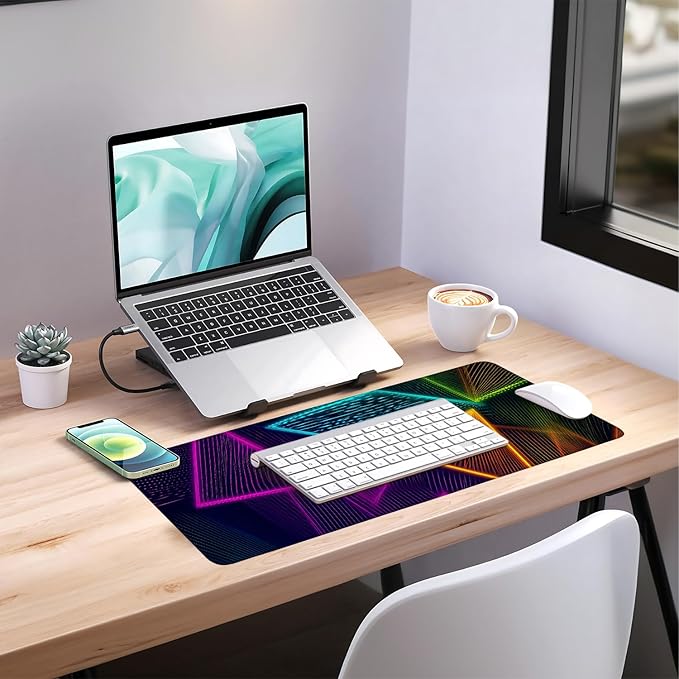 Colorful Extended Gaming Mouse Pad 31.5x11.8inches Large Desk Mat Anti-Slip Rubber Base & Durable Stitched Edges for Gamers Smooth Mouse Writing Surface for Desk Office/Home