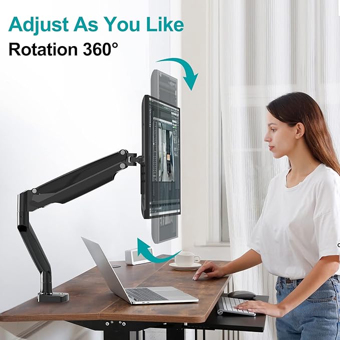 MOUNT PRO 40 inch Single Monitor Mount Stand fits 30.9lbs Ultrawide Screen, Heavy Duty Gas Spring Monitor Arm, Premium Desk Computer VESA Mount with Height/Tilt/Swivel/Rotation Adjustable