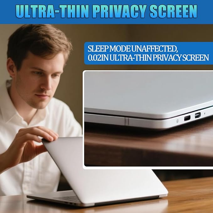 Nano-Suction Privacy Screen Protector for MacBook Air 13.6 Inch (2022-2025,M2, M3,M4) Removable Laptop Privacy Screen Shield