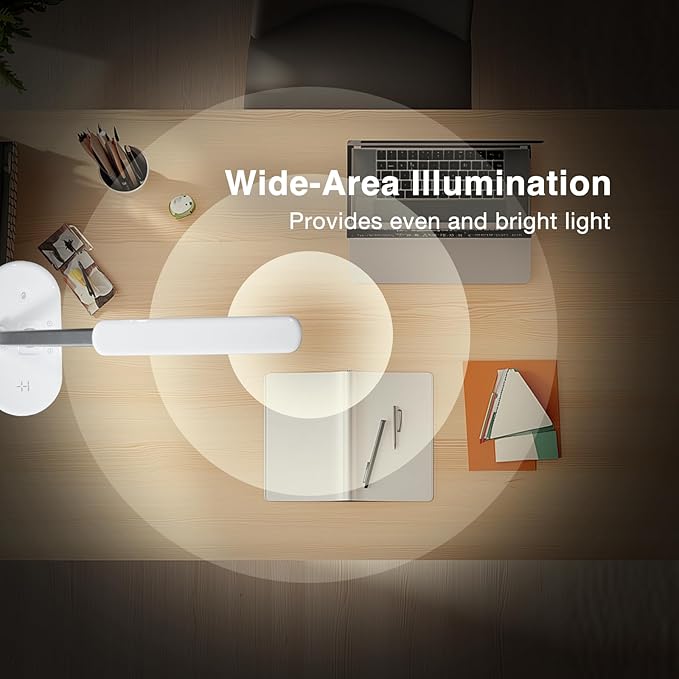 3-in-1 LED Desk Lamp with Chargers, 3 Lighting Modes, 5 Brightness Levels & Dimmable, Touch-Controlled Reading lamp for Home/Office, Foldable Table lamp for College Dorm Room