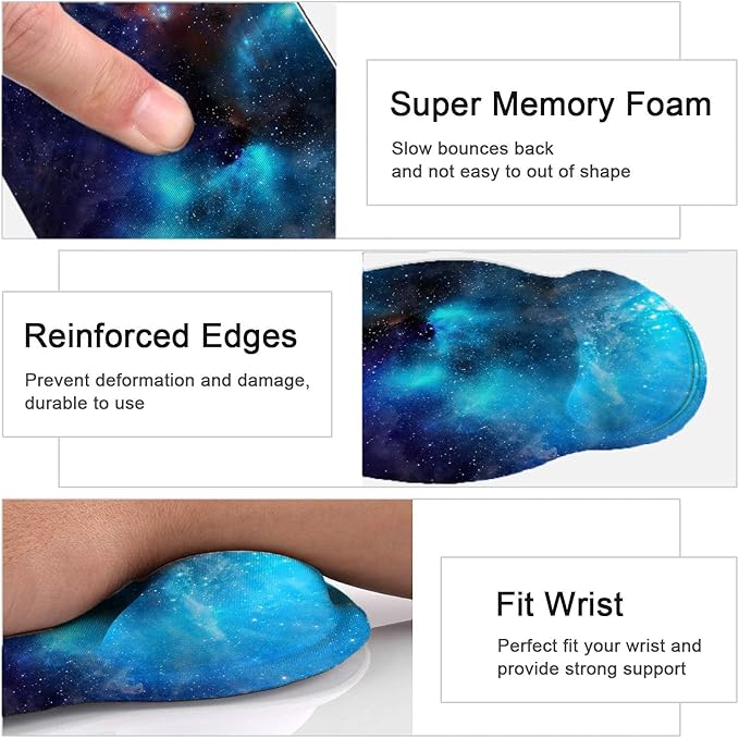Keyboard Wrist Rest and Mouse Pad, Ergonomic Memory Foam Mouse Pad Wrist Support, Non-Slip Mouse Pad and Keyboard Wrist Support, Comfortable Mousepad with Wrist Rest for Game, Office