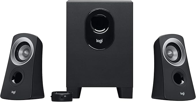 Logitech Z313 2.1 Multimedia Speaker System with Subwoofer, Full Range Audio, 50 Watts Peak Power, Strong Bass, 3.5mm Audio Inputs, PC/PS4/Xbox/TV/Smartphone/Tablet/Music Player - Black