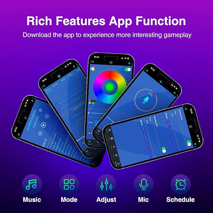 LED Light Bar, Music Sync RGB Light Bar, USB Ambient Lamp, Color Changing Gaming TV Backlight with Remote Control, 15 Dynamic Modes for Room (App Control) (Small)