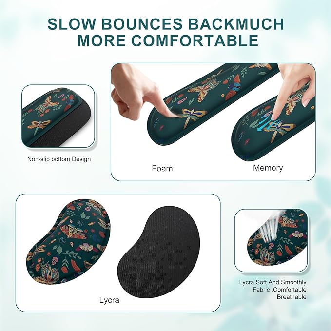 iCasso Large Mouse Pad for Desk, Computer Desk Mat, 3Pcs XXL Keyboard and Mouse Pad + Keyboard Wrist Rest, Desk Matt for Desktop, Easy Typing & Comfort Ultra Thick Mousepad Keyboard Mat (Green)