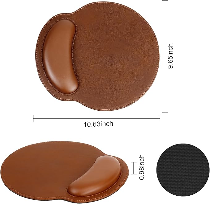 RICHEN Ergonomic PU Leather Keyboard Wrist Rest and Mouse Pad with Wrist Support, Memory Foam Set for Computer/Laptop,Gaming and Office, Comfortable for Easy Typing (PU Brown)