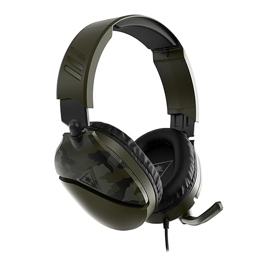 Turtle Beach Recon 70 Multiplatform Gaming Headset for Xbox Series X|S, Xbox One, PS5, PS4, PC & Mobile w/ 3.5mm Wired Connection - Flip-to-Mute Mic, 40mm Speakers, Lightweight Design, Green Camo
