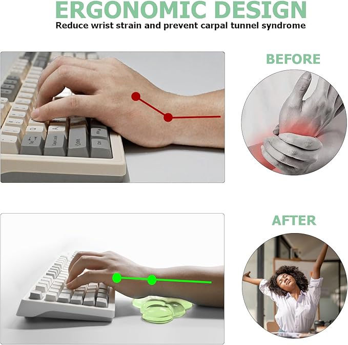 Gel Cloud Wrist Rest Keyboard, Cute Wrist Rest for Computer Keyboard, Ergonomic keyboard Wrist Rest and Soft Mouse Wrist Rest for Typing, Suitable for Office, Home, Computer, Gaming, Green