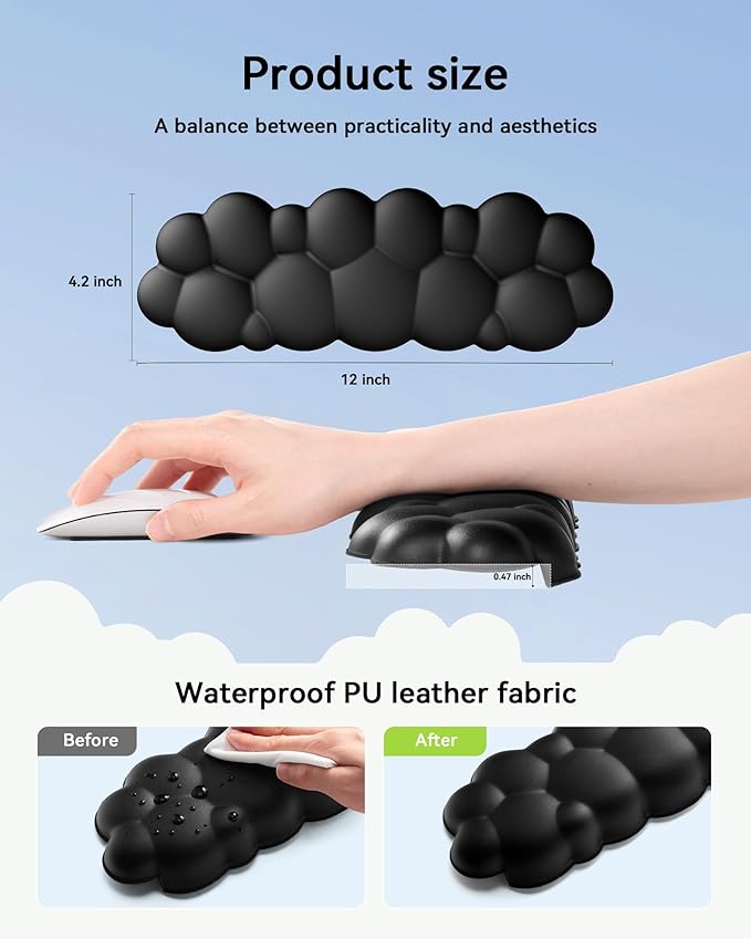 Elbow Pad for Desk, 2-Pack L-Shaped Desk Edge Arm Rest Cloud Wrist Rest, Non-Slip Memory Foam Wrist Pads, White Wrist Support for Keyboard, Mouse, Laptop