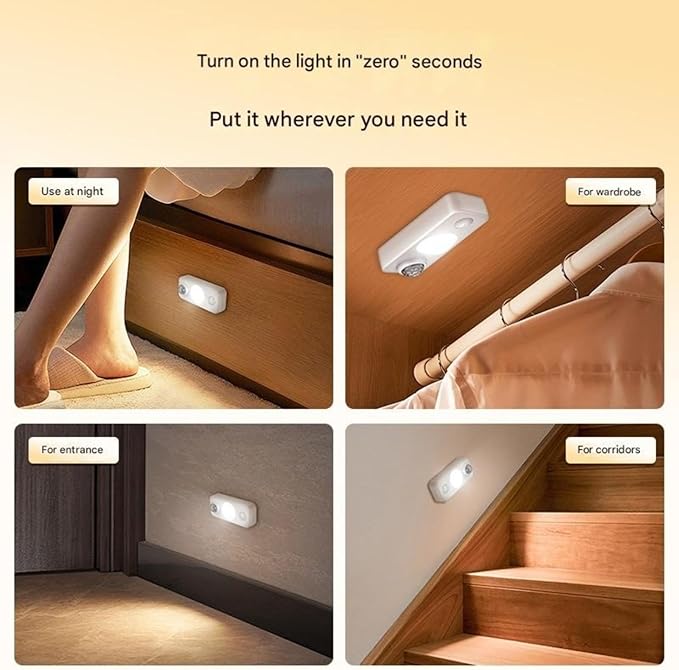 Rechargeable Motion Sensor LED Night Light — Type-C USB, PIR Auto-On (3m/120°), Flicker-Free Eye-Care — Closet, Cabinet, Hallway, Bedroom, Nursery — for Homeowners & Parents (1 pcs)