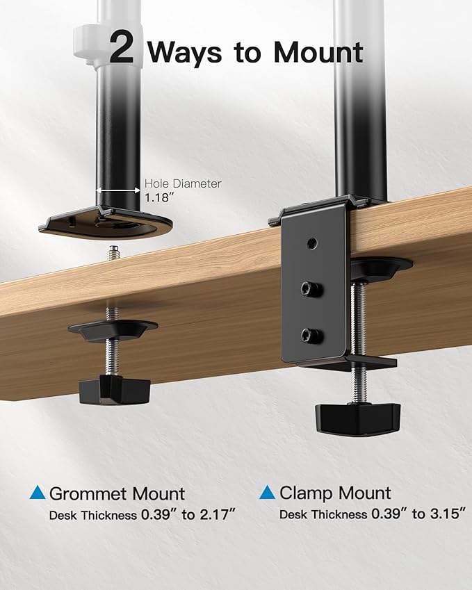 HUANUO Dual Monitor Mount for 2 Monitors up to 30 inches, Heavy Duty Dual Monitor Stand Holds up to 22 lbs, Dual Monitor Arm with Height Adjustable Tilt Swive Rotate, VESA Hole 75mm or 100mm