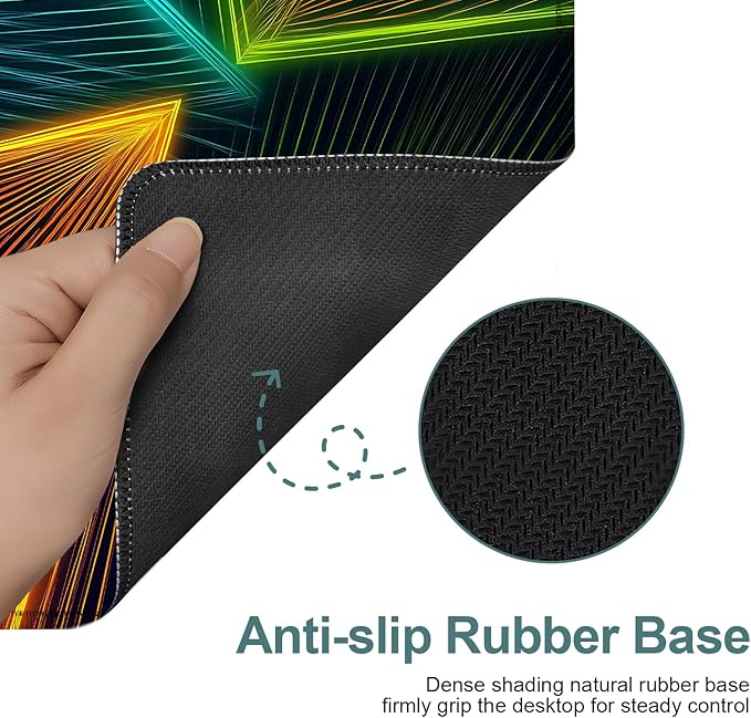 Colorful Extended Gaming Mouse Pad 35.4x15.7Inch Large Desk Mat Anti-Slip Rubber Base & Durable Stitched Edges for Gamers Smooth Mouse Writing Surface for Desk Office/Home