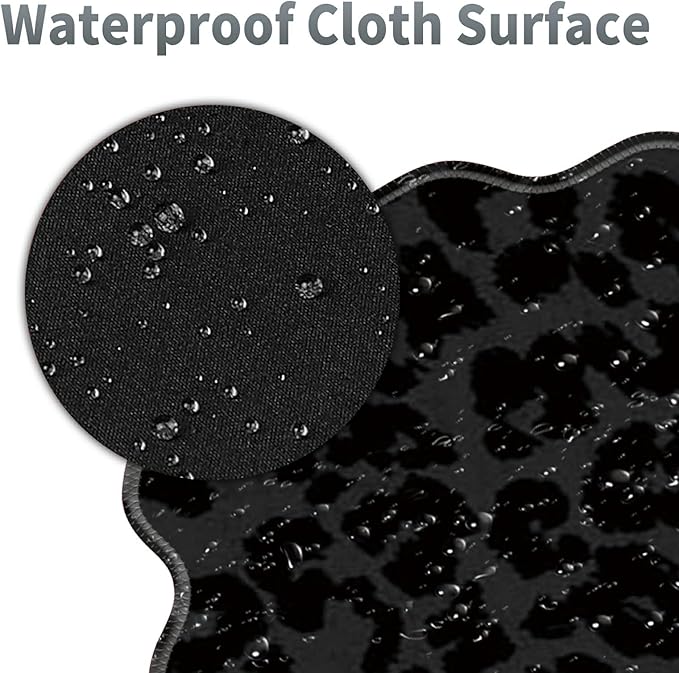 Black Leopards Large Gaming Mouse Pad Plus a Coaster, 31.5 x 11.8 inches Desk Mat Extended XL Mousepad with Stitched Edge Non-Slip Rubber, Desk Pad Computer Mouse Mat for Home Office