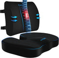 Seat Cushion, Lumbar Support Pillow with Adjustable Strap-Chair Cushions for Sciatica Pain Relief-with Washable Cover for Car, Travel and Wheelchair, Black, X-Large