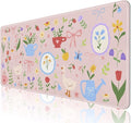 Desk Mat, Leather Desk Pad Blotter Protector, XXL Large Mouse Pad,Computer Laptop Mouse Pads for Desktop,Waterproof Writing Anti-Slip Mousepad for Office and Home I Pink Animals & Flowers