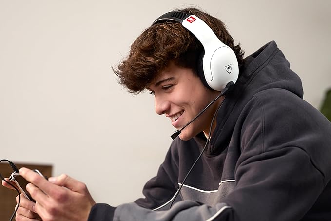 Turtle Beach Airlite Fit Wired Gaming Headset: Officially Licensed for Nintendo Switch, Nintendo Switch Lite & OLED Model - Flip-to-Mute Mic, Over-Ear Comfort Cushions, 40mm Speakers - White & Black