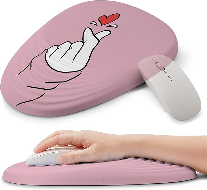 Ergonomic Mouse Pad with Wrist Support, Memory Foam Wrist Rest for Pain Relief & Carpal Tunnel, Non-Slip Base for Office, Computer, PC, Laptop (12x8x1.2inch, Korean Lovely Pink)