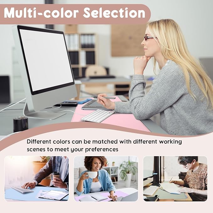Konohan Heated Desk Pad Warm Mouse Pad, 5 Heating Level & 4 Hour Auto Shut-Off, PU Leather Warm Mouse Mat Heating Keyboard Gaming Mice Warmer Mat Only Supports 110v(Khaki Color,31.5" X 13")