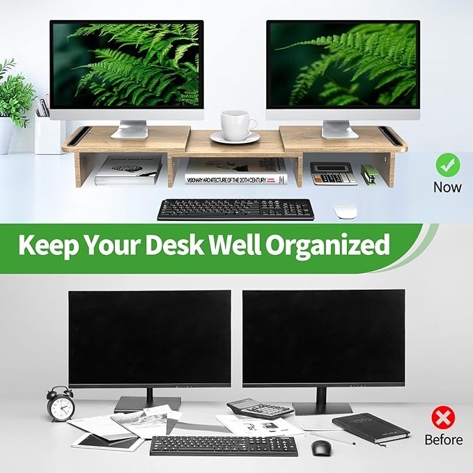 Zimilar Dual Monitor Stand Riser – Wood