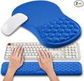 Hokafenle 2 in 1 Ergonomic Mouse Pad Wrist Support & Wrist Rest for Computer Keyboard Set, with Memory Gel Massage Bulge Design (2In1 Set, Dg Blue)